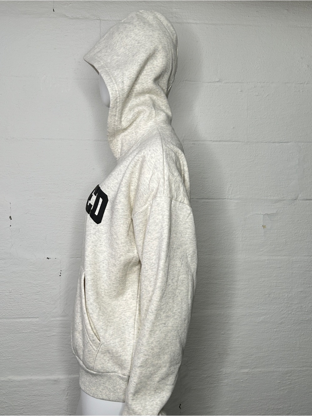 Edikted Oversized Sweatshirt Medium Fleece Pullover Light Gray LA Hoodie NEW - Picture 3 of 13